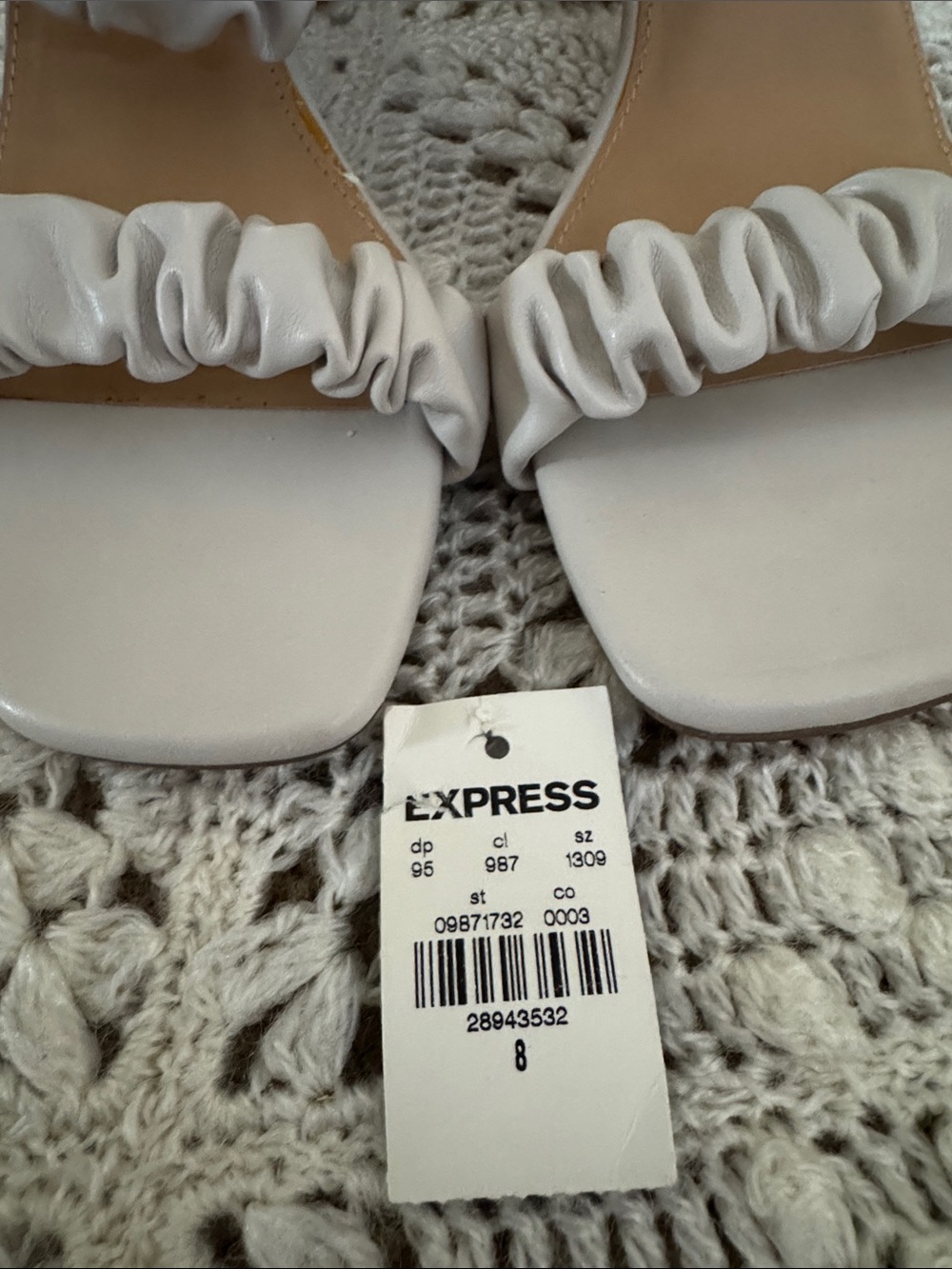 Express Ruched-Strap Square-Toe Sandals in Light Beige - Picture 2 of 7